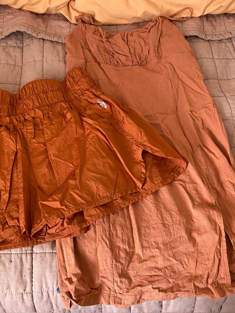 Free People Rust Orange Bundle:  shorts, lined size L,  dress has stretch XL,